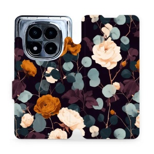 Flip pouzdro na mobil Xiaomi Redmi Note 14 Pro 5G / POCO X7 - Mobiwear VB25S, rezavé růže v noci