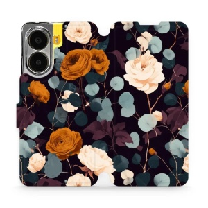 Flip pouzdro na mobil Xiaomi POCO X7 Pro - Mobiwear VB25S, rezavé růže v noci