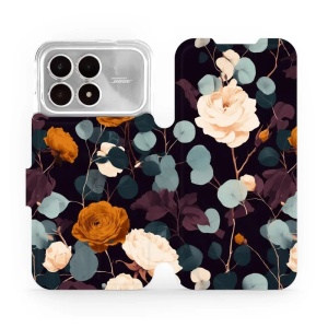 Flip pouzdro na mobil Xiaomi Poco F8 Pro - Mobiwear VB25S, rezavé růže v noci