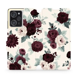Flip pouzdro na mobil Xiaomi Poco X5 Pro 5G - Mobiwear VB31S, růže se šalvějí na krémové