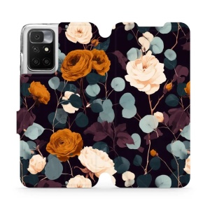 Flip pouzdro na mobil Xiaomi Redmi 10 - Mobiwear VB25S, rezavé růže v noci