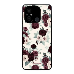 Lesklý kryt na mobil Xiaomi Redmi 12C - Mobiwear Glossy GB31G, růže se šalvějí na krémové