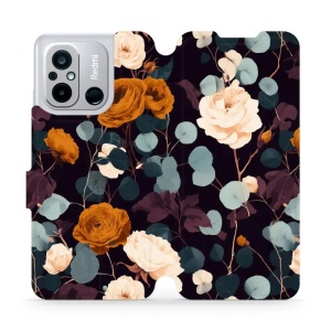 Flip pouzdro na mobil Xiaomi Redmi 12C - Mobiwear VB25S, rezavé růže v noci