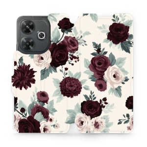 Flip pouzdro na mobil Xiaomi Redmi 13 - Mobiwear VB31S, růže se šalvějí na krémové
