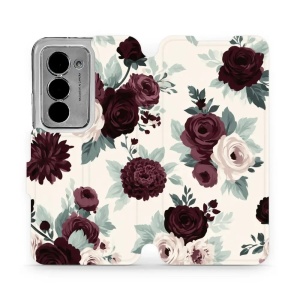 Flip pouzdro na mobil Xiaomi Redmi 15 4G - Mobiwear VB31S, růže se šalvějí na krémové