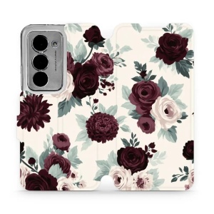 Flip pouzdro na mobil Xiaomi Redmi 15 5G - Mobiwear VB31S, růže se šalvějí na krémové