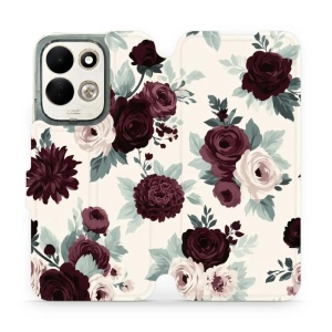 Flip pouzdro na mobil Xiaomi Redmi 17 4G - Mobiwear VB31S, růže se šalvějí na krémové