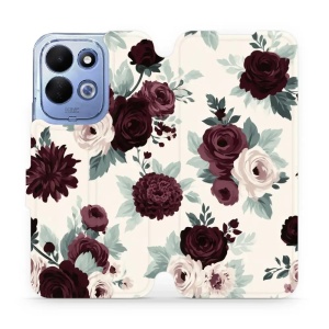 Flip pouzdro na mobil Xiaomi Redmi 17 5G - Mobiwear VB31S, růže se šalvějí na krémové