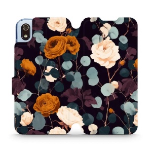 Flip pouzdro na mobil Xiaomi Redmi 7A - Mobiwear VB25S, rezavé růže v noci