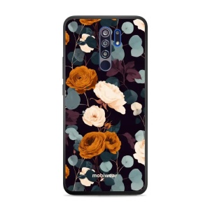 Lesklý kryt na mobil Xiaomi Redmi 9 - Mobiwear Glossy GB25G, rezavé růže v noci