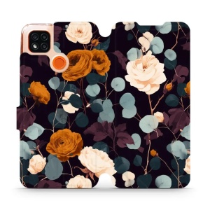 Flip pouzdro na mobil Xiaomi Redmi 9C - Mobiwear VB25S, rezavé růže v noci
