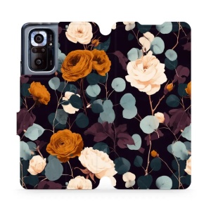 Flip pouzdro na mobil Xiaomi Redmi Note 10 Pro - Mobiwear VB25S, rezavé růže v noci
