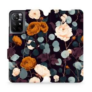 Flip pouzdro na mobil Xiaomi Redmi Note 11S 5G - Mobiwear VB25S, rezavé růže v noci