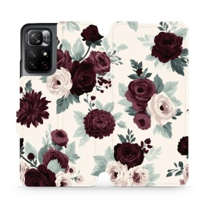 Flip pouzdro na mobil Xiaomi Redmi Note 11S 5G - Mobiwear VB31S, růže se šalvějí na krémové