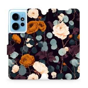 Flip pouzdro na mobil Xiaomi Redmi Note 12 4G - Mobiwear VB25S, rezavé růže v noci
