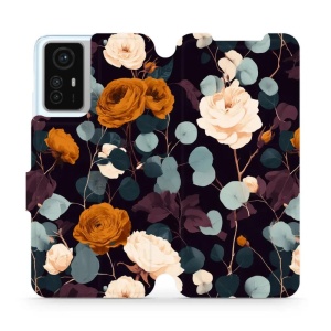Flip pouzdro na mobil Xiaomi Redmi Note 12s - Mobiwear VB25S, rezavé růže v noci