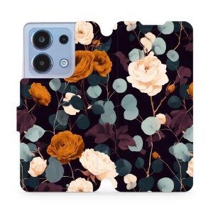 Flip pouzdro na mobil Xiaomi Redmi Note 13 4G - Mobiwear VB25S, rezavé růže v noci