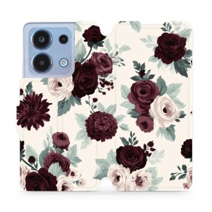 Flip pouzdro na mobil Xiaomi Redmi Note 13 4G - Mobiwear VB31S, růže se šalvějí na krémové
