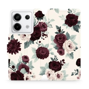 Flip pouzdro na mobil Xiaomi Redmi Note 13 Pro 5G - Mobiwear VB31S, růže se šalvějí na krémové