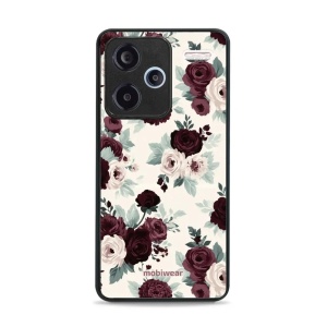 Lesklý kryt na mobil Xiaomi Redmi Note 13 Pro Plus - Mobiwear Glossy GB31G, růže se šalvějí na krémové