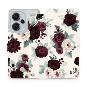 Flip pouzdro na mobil Xiaomi Redmi Note 13 Pro Plus - Mobiwear VB31S, růže se šalvějí na krémové