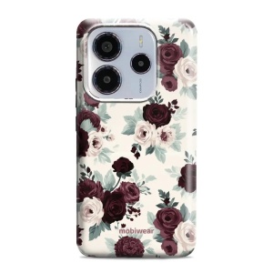Odolný kryt na mobil Xiaomi Redmi Note 14 5G - Mobiwear Elite Pro EB31E, růže se šalvějí na krémové