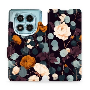 Flip pouzdro na mobil Xiaomi Redmi Note 14 Pro 4G - Mobiwear VB25S, rezavé růže v noci