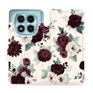 Flip pouzdro na mobil Xiaomi Redmi Note 14 Pro 4G - Mobiwear VB31S, růže se šalvějí na krémové