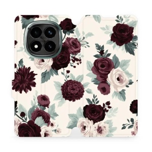 Flip pouzdro na mobil Xiaomi Redmi Note 14 Pro Plus 5G - Mobiwear VB31S, růže se šalvějí na krémové