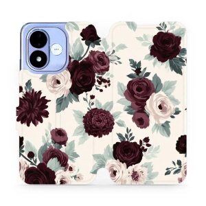 Flip pouzdro na mobil Xiaomi Redmi Note 17 - Mobiwear VB31S, růže se šalvějí na krémové
