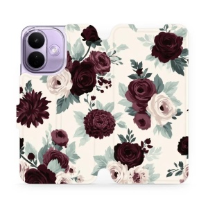 Flip pouzdro na mobil Xiaomi Redmi Note 17 Pro 5G - Mobiwear VB31S, růže se šalvějí na krémové
