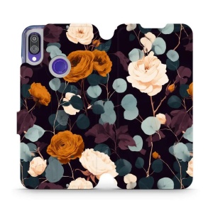 Flip pouzdro na mobil Xiaomi Redmi Note 7 - Mobiwear VB25S, rezavé růže v noci