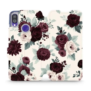 Flip pouzdro na mobil Xiaomi Redmi Note 7 - Mobiwear VB31S, růže se šalvějí na krémové