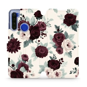 Flip pouzdro na mobil Xiaomi Redmi Note 8T - Mobiwear VB31S, růže se šalvějí na krémové