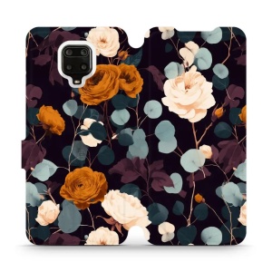Flip pouzdro na mobil Xiaomi Redmi Note 9 Pro - Mobiwear VB25S, rezavé růže v noci