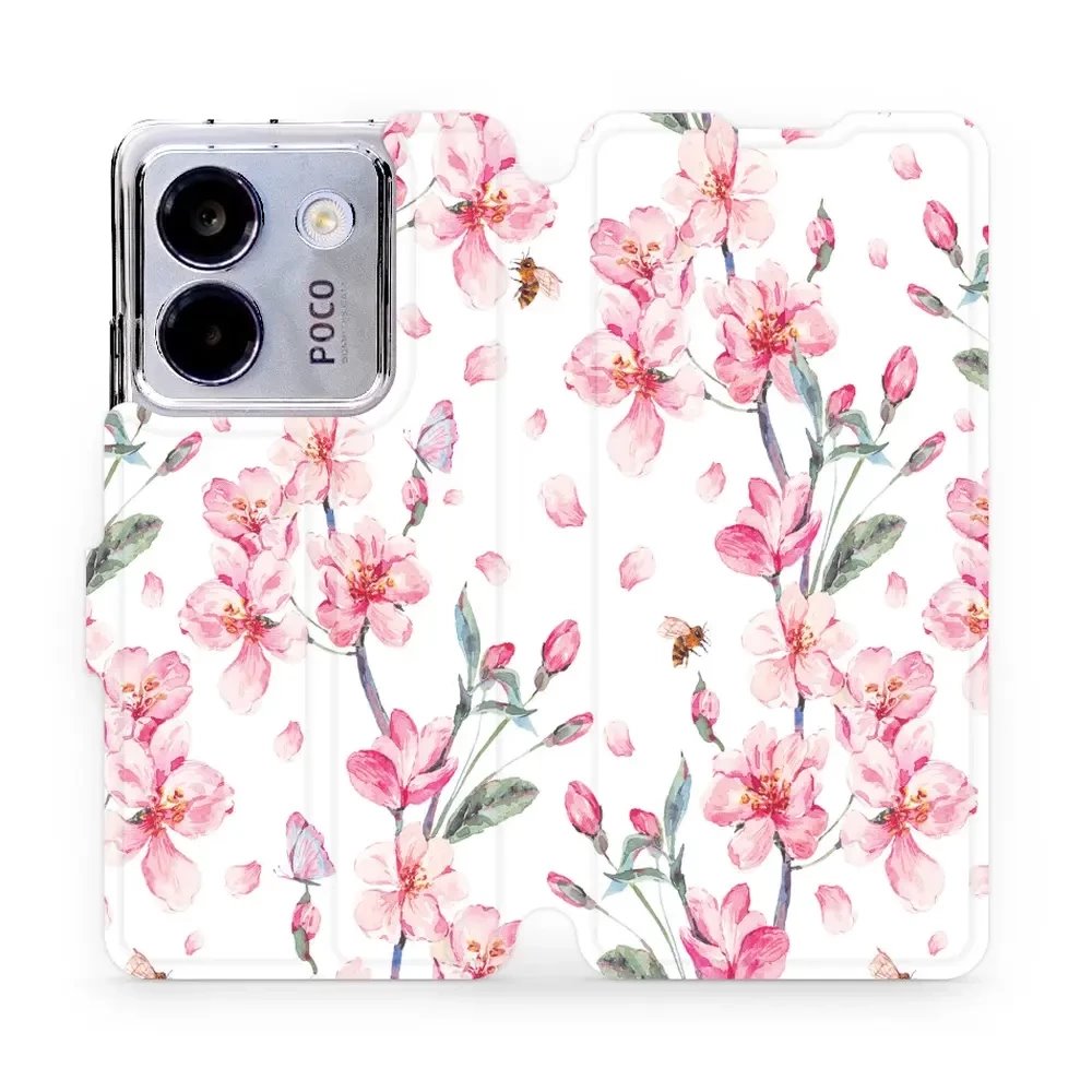 Flipové pouzdro Mobiwear - Xiaomi POCO M7 Pro 5G - M124S Růžové květy