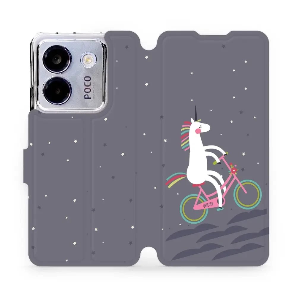 Flipové pouzdro Mobiwear - Xiaomi POCO M7 Pro 5G - V024P Jednorožec na kole
