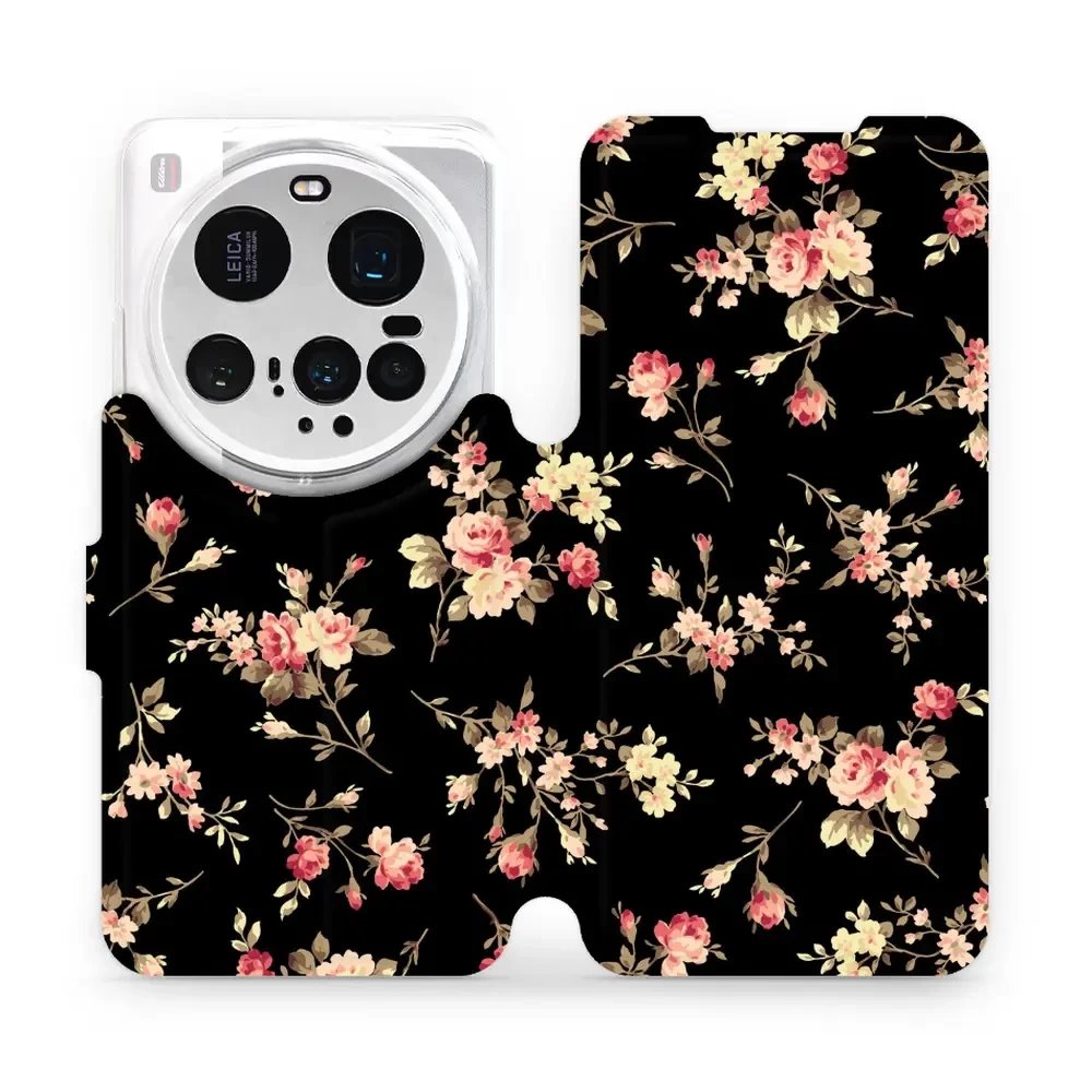 Flipové pouzdro Mobiwear - Xiaomi 15 Ultra - VD02S Květy na černé