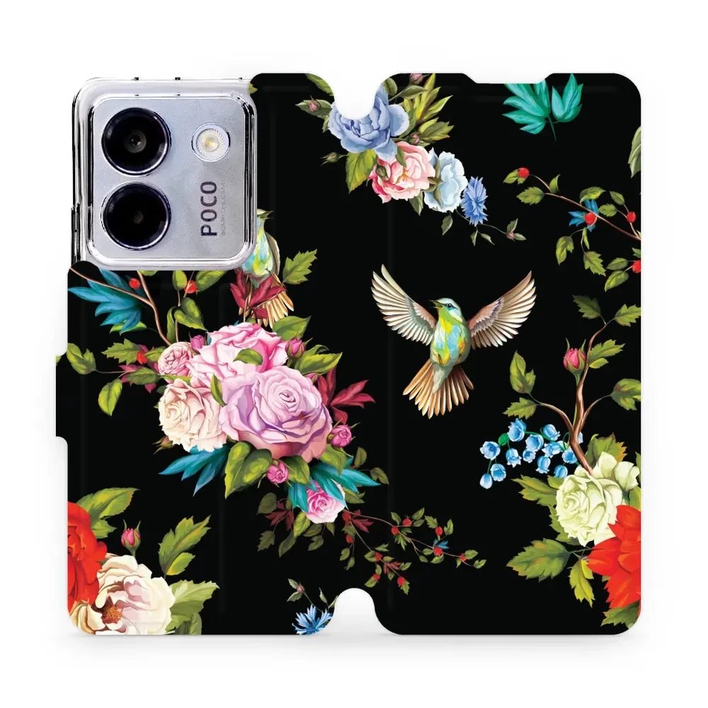 Flipové pouzdro Mobiwear - Xiaomi POCO M7 Pro 5G - VD09S Ptáčci a květy