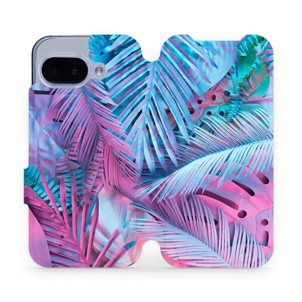Flipové pouzdro Mobiwear - Google Pixel 9A - MG10S Fialové a modré listy