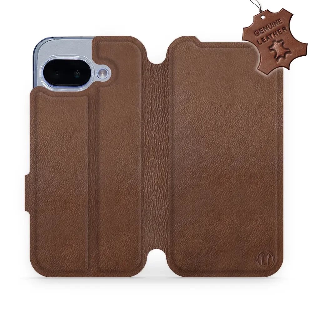 Kožené flip pouzdro Mobiwear - Google Pixel 9A - Hnědé