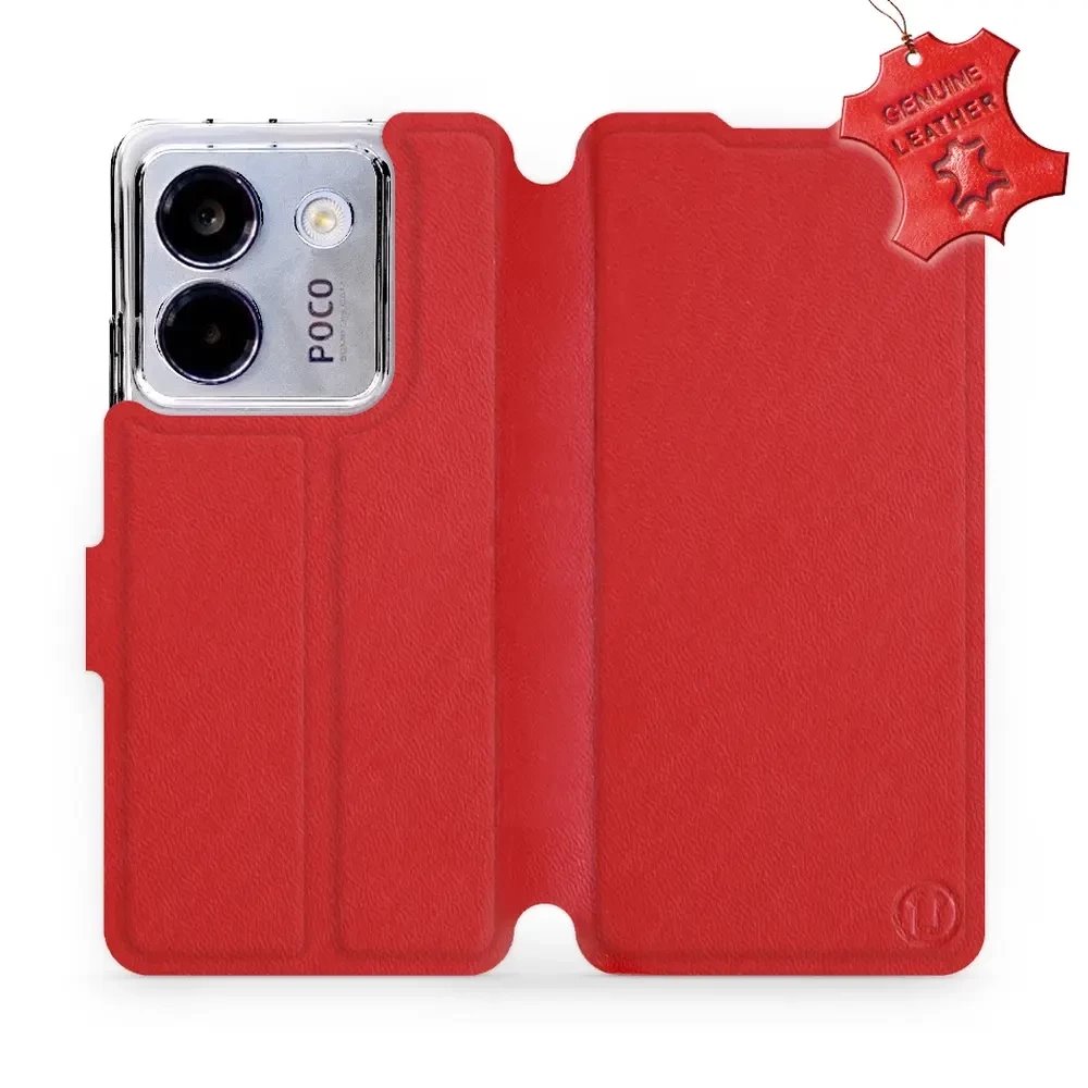 Kožené flip pouzdro Mobiwear - Xiaomi POCO M7 Pro 5G - Červené