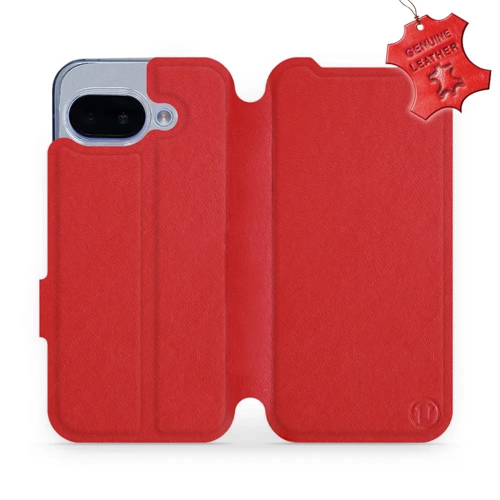 Kožené flip pouzdro Mobiwear - Google Pixel 9A - Červené