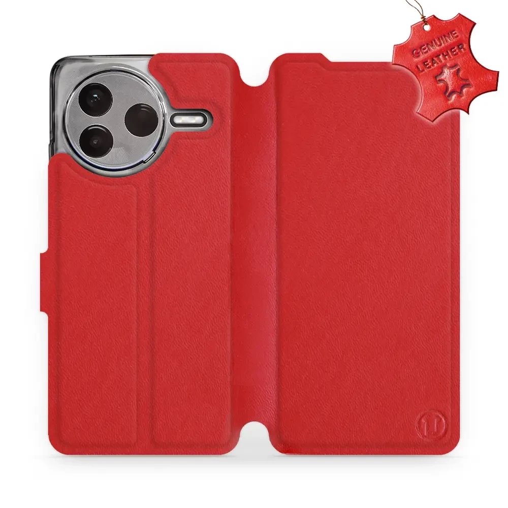 Kožené flip pouzdro Mobiwear - Xiaomi POCO F7 Pro 5G - Červené