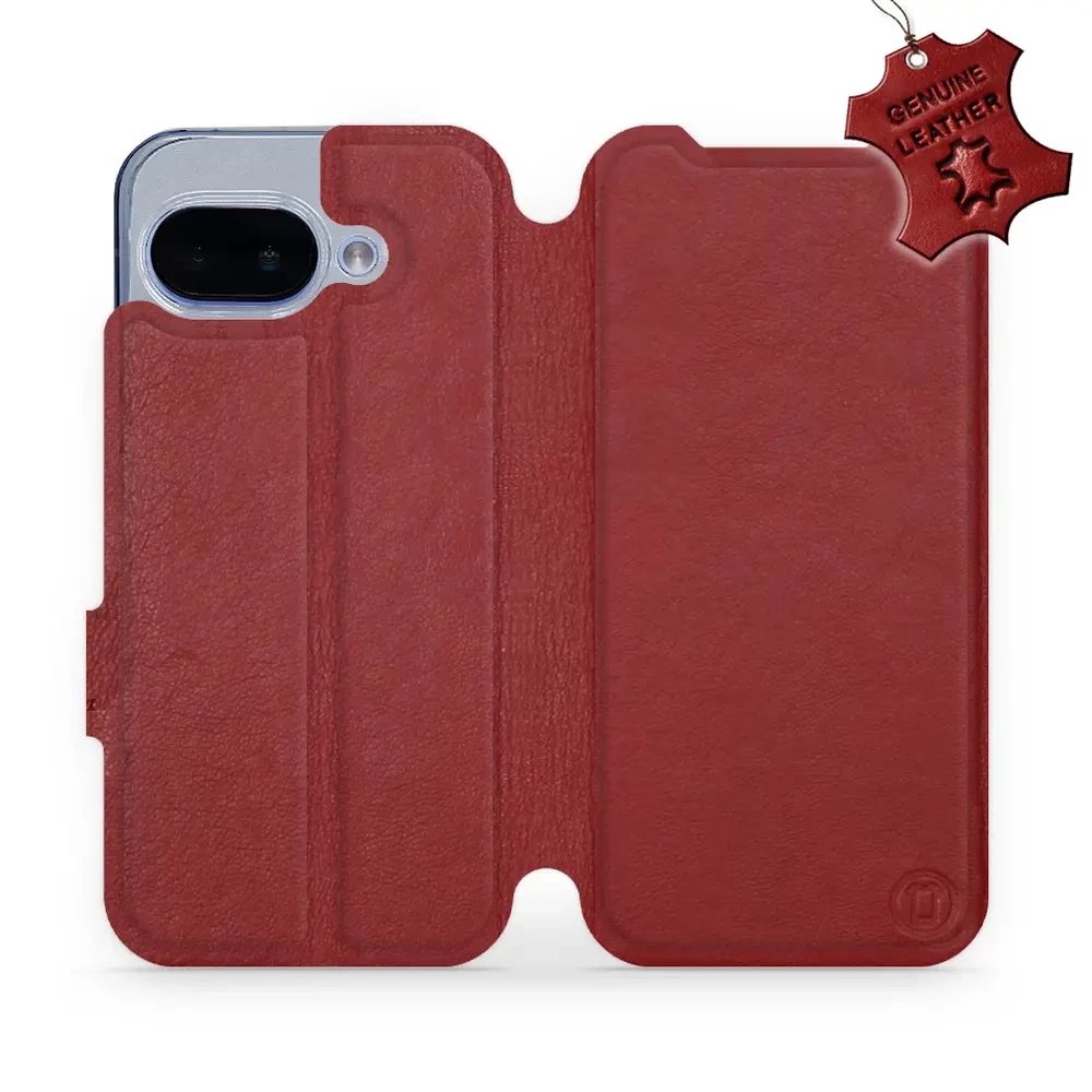 Kožené flip pouzdro Mobiwear - Google Pixel 9A - Tmavě červené