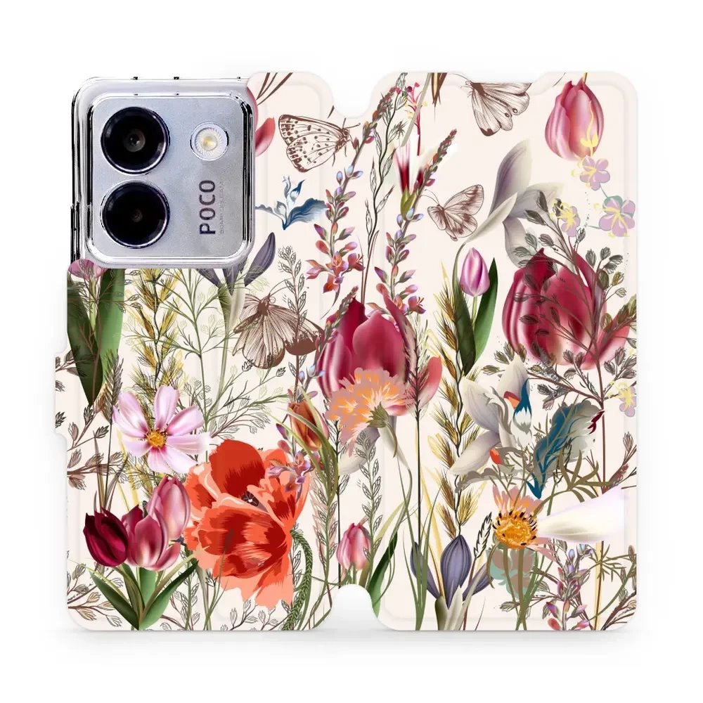 Flipové pouzdro Mobiwear - Xiaomi POCO M7 Pro 5G - MP01S Rozkvetlá louka