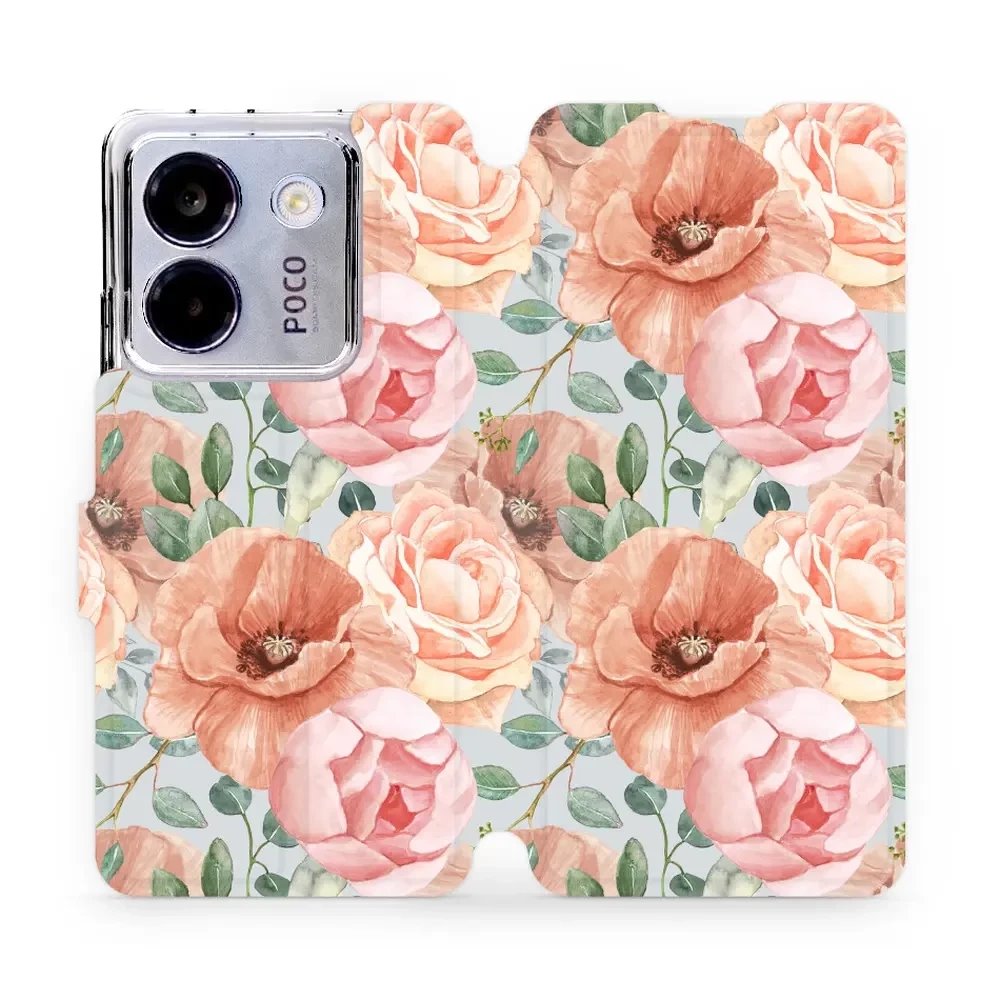Flipové pouzdro Mobiwear - Xiaomi POCO M7 Pro 5G - MP02S Pastelové květy