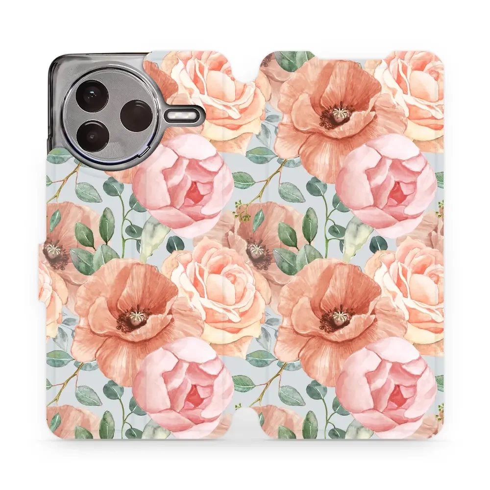 Flipové pouzdro Mobiwear - Xiaomi POCO F7 Pro 5G - MP02S Pastelové květy