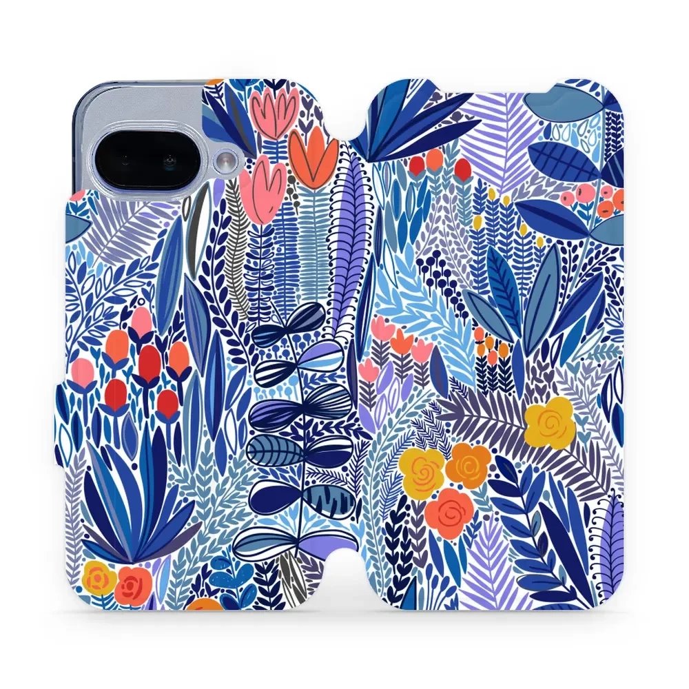 Flipové pouzdro Mobiwear - Google Pixel 9A - MP03P Modrá květena