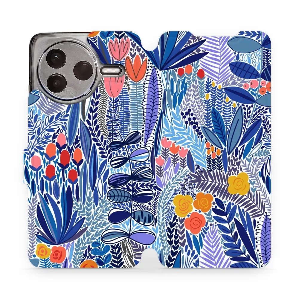 Flipové pouzdro Mobiwear - Xiaomi POCO F7 Pro 5G - MP03P Modrá květena
